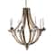 Brown Wood Rustic Candle Chandelier, 28" x 25" x 25"
